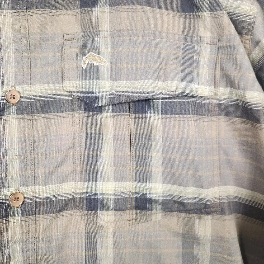 Simms Shirt Mens XL Brown Plaid Fleece Lined Flannel Button Up Outdor Fishing - Picture 4 of 11